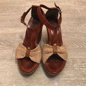 Massimo Baldi Brown and tan wedge sandals